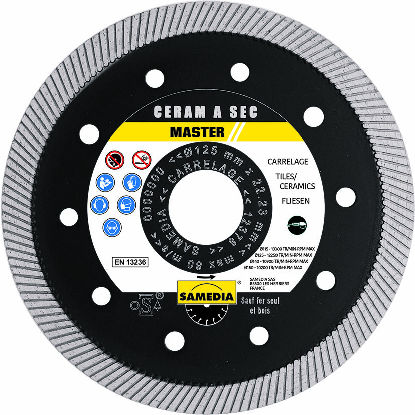 DISQUE DIAMANTÉ MASTER CERAM A SEC Ø125 SAMEDIA