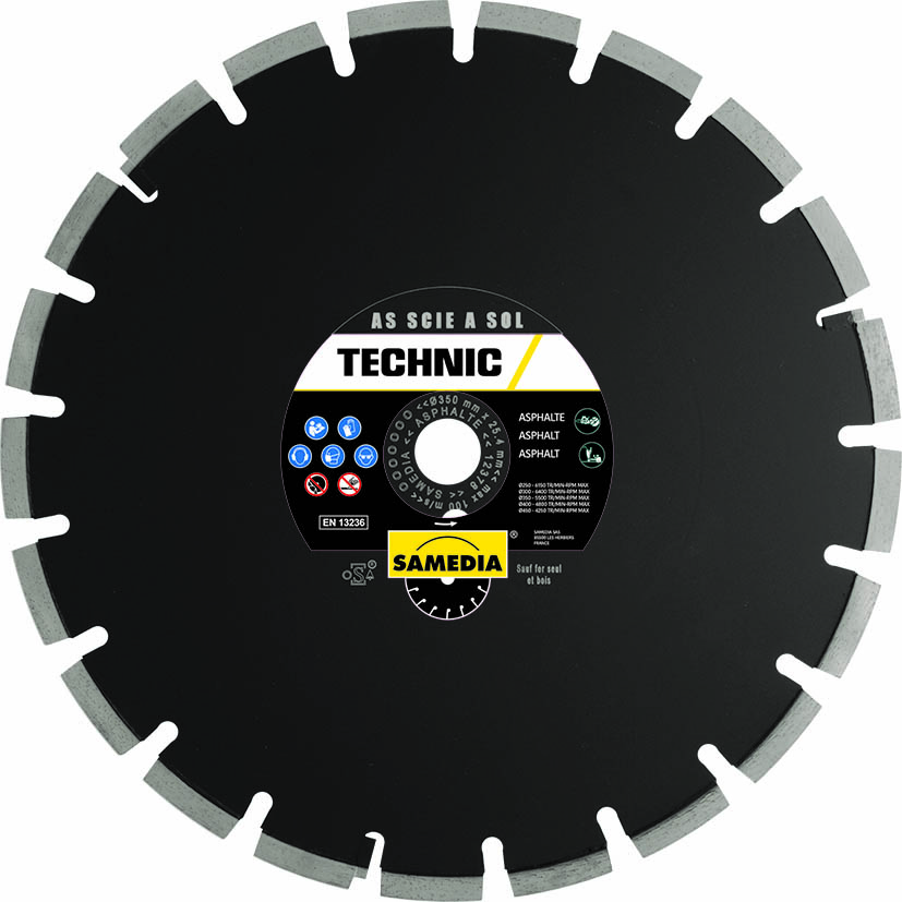 DISQUE DIAMANTÉ TECHNIC SCIE A SOL Ø350 AL25.4 SAMEDIA