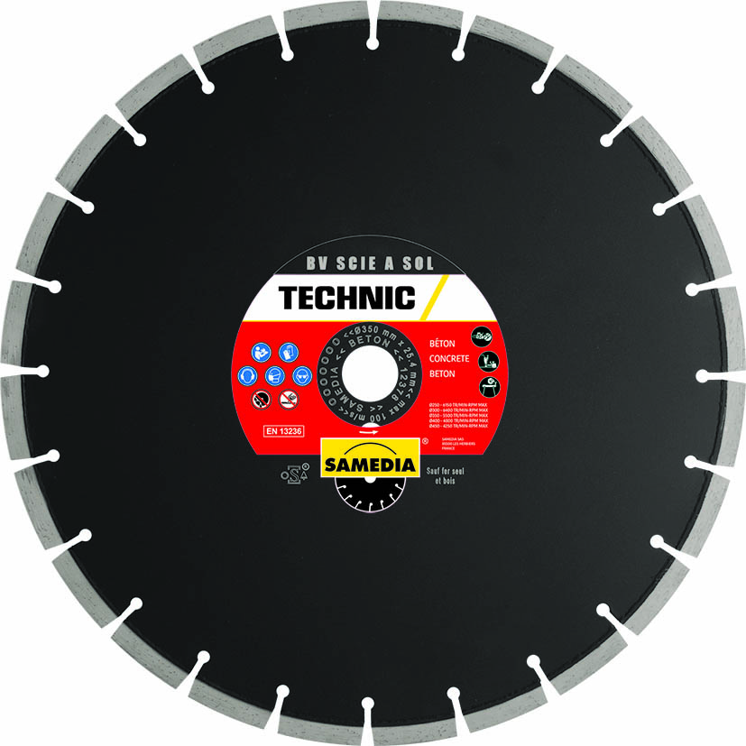 DISQUE DIAMANTÉ TECHNIC BV SCIE A SOL Ø350 AL 25.4 SAMEDIA